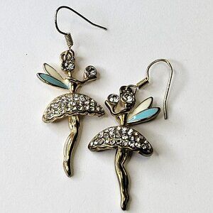 Crystal Angel Earrings Small Mini Light Earrings Angel with Wings Earrings